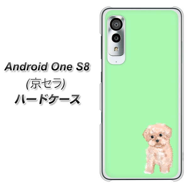 アンドロイドワン S8 高画質仕上げ 背面印刷 ハードケース【YJ063 トイプードルアプリコット（グリーン）】