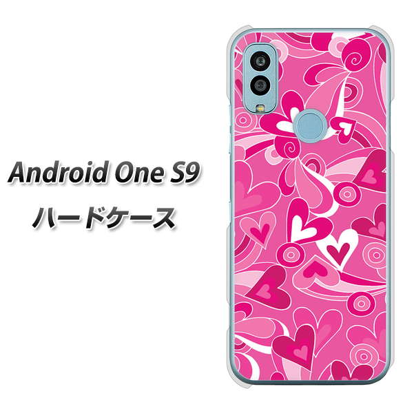 Android One S9 Y!mobile 高画質仕上げ 背面印刷 ハードケース【383 ピンクのハート】