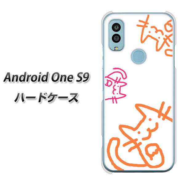 Android One S9 Y!mobile 高画質仕上げ 背面印刷 ハードケース【1098 手まねきする3匹のネコ】