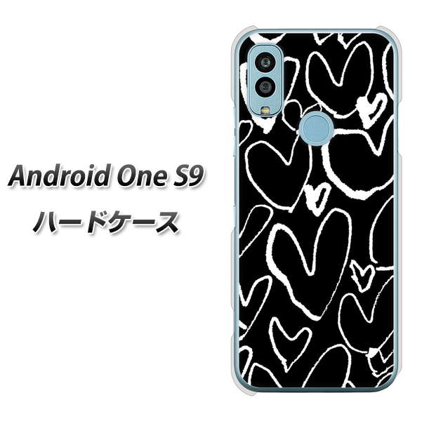 Android One S9 Y!mobile 高画質仕上げ 背面印刷 ハードケース【1124 ハート BK＆WH】