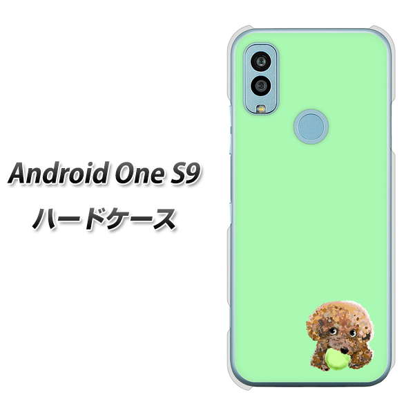 Android One S9 Y!mobile 高画質仕上げ 背面印刷 ハードケース【YJ055 トイプードル＆ボール（グリーン）】