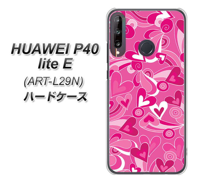 HUAWEI（ファーウェイ） P40 lite E ART-L29N 高画質仕上げ 背面印刷 ハードケース【383 ピンクのハート】