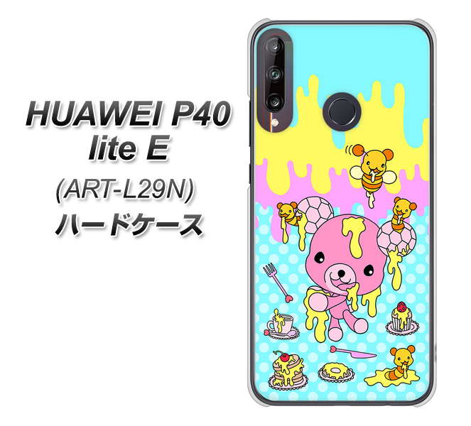 HUAWEI（ファーウェイ） P40 lite E ART-L29N 高画質仕上げ 背面印刷 ハードケース【AG821 ハニベア（水玉水色）】