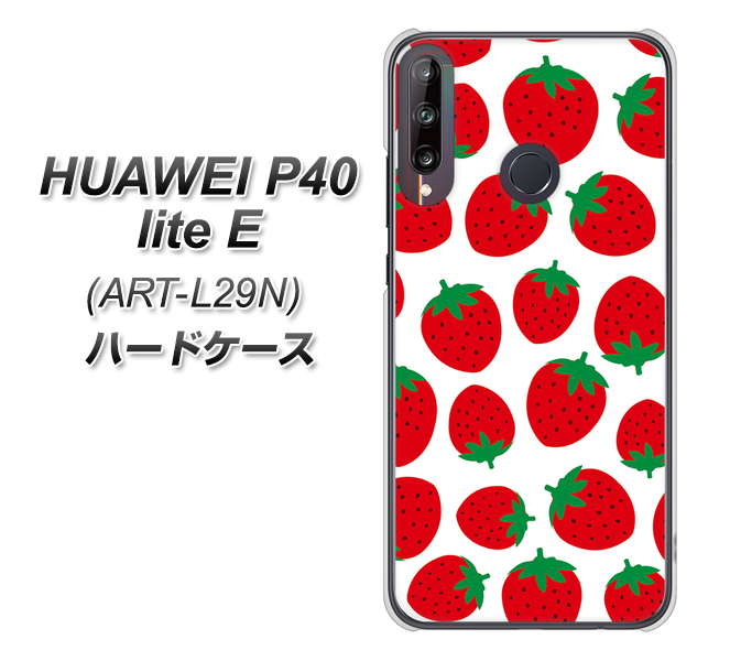 HUAWEI（ファーウェイ） P40 lite E ART-L29N 高画質仕上げ 背面印刷 ハードケース【SC811 小さいイチゴ模様 レッド】