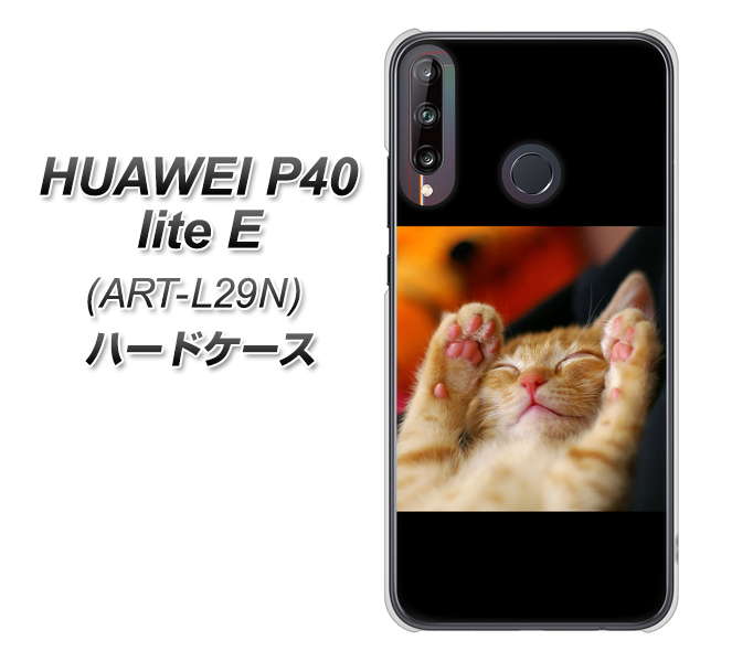 HUAWEI（ファーウェイ） P40 lite E ART-L29N 高画質仕上げ 背面印刷 ハードケース【VA804 爆睡するネコ】