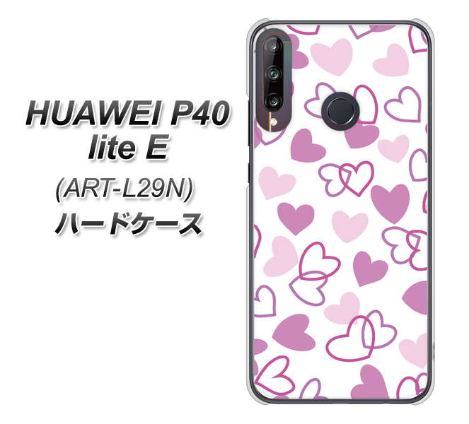 HUAWEI（ファーウェイ） P40 lite E ART-L29N 高画質仕上げ 背面印刷 ハードケース【VA928 ハートがいっぱい パープル】