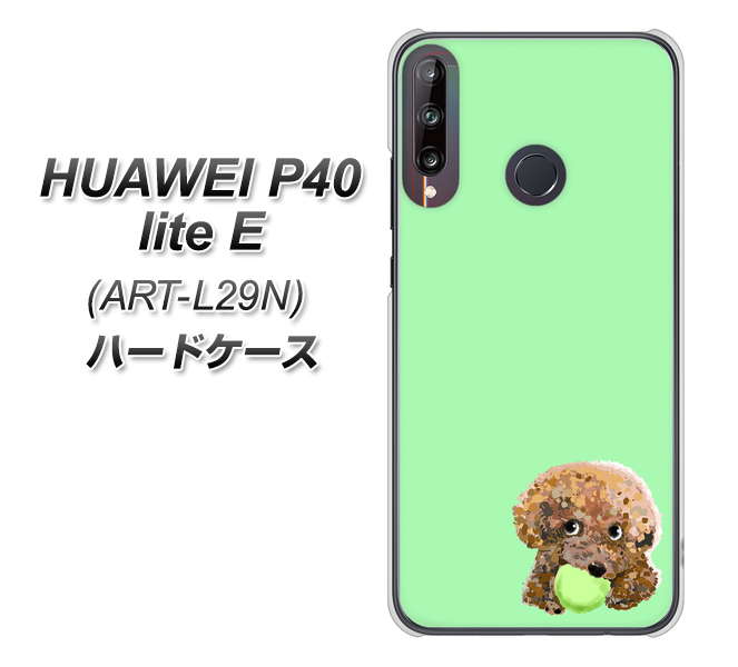 HUAWEI（ファーウェイ） P40 lite E ART-L29N 高画質仕上げ 背面印刷 ハードケース【YJ055 トイプードル＆ボール（グリーン）】
