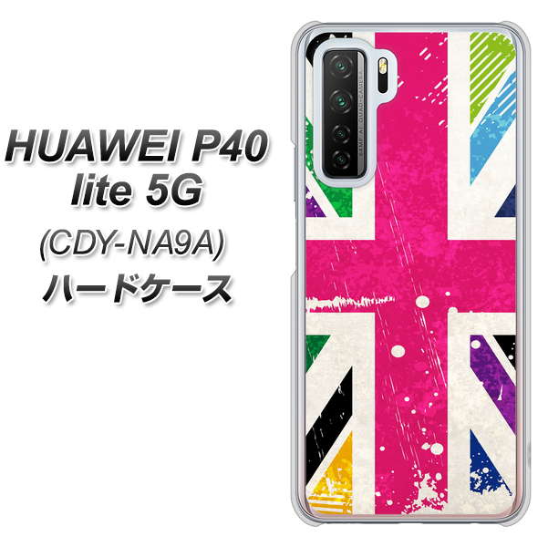 HUAWEI（ファーウェイ） P40 lite 5G CDY-NA9A 高画質仕上げ 背面印刷 ハードケース【SC806 ユニオンジャック ピンクビンテージ】