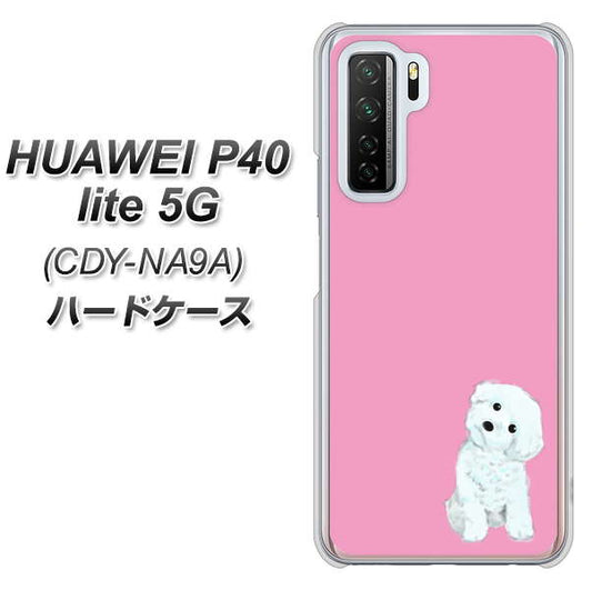 HUAWEI（ファーウェイ） P40 lite 5G CDY-NA9A 高画質仕上げ 背面印刷 ハードケース【YJ069 トイプードルホワイト（ピンク）】