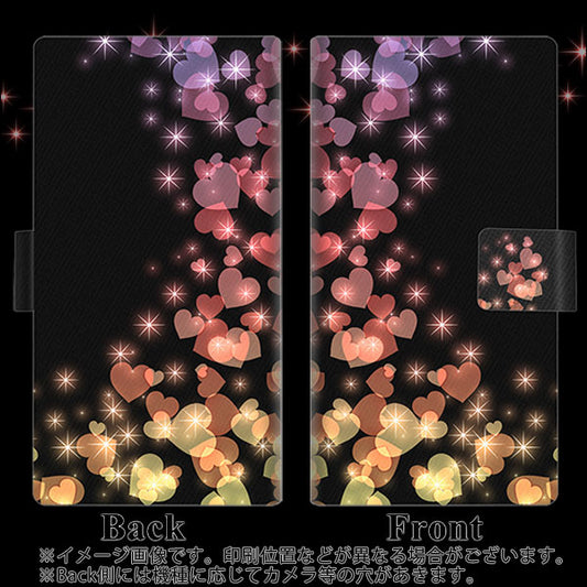 SoftBank OPPO Reno3 5G 高画質仕上げ プリント手帳型ケース(薄型スリム)【020 夜のきらめきハート】