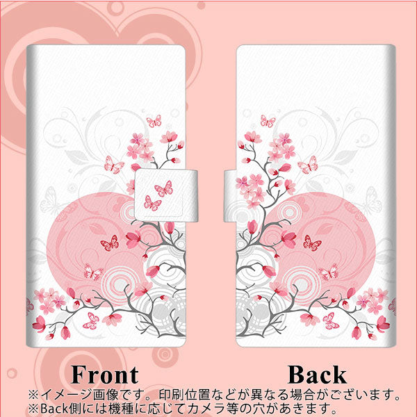 Softbank アクオス R5G 908SH 高画質仕上げ プリント手帳型ケース(薄型スリム)【030 花と蝶（うす桃色）】