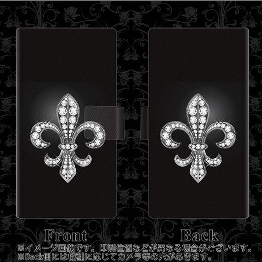 OPPO（オッポ） AX7 高画質仕上げ プリント手帳型ケース(薄型スリム)【042 ラインストーン風の印刷ゴージャスユリ】