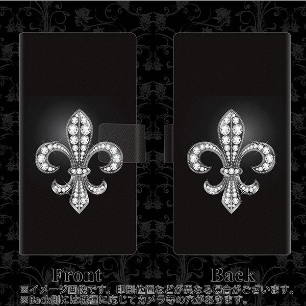 アクオス SH-M04 画質仕上げ プリント手帳型ケース(薄型スリム)【042 ラインストーン風の印刷ゴージャスユリ】