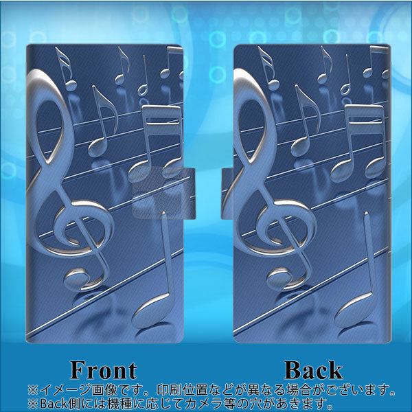 docomo アローズ ビー F-04K 画質仕上げ プリント手帳型ケース(薄型スリム)【286 3D 音符】