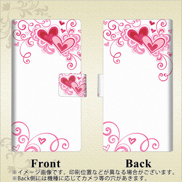 au ギャラクシー S10+ SCV42 画質仕上げ プリント手帳型ケース(薄型スリム)【365 ハートフレーム】