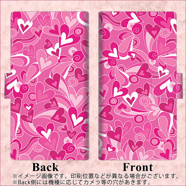 au ギャラクシー S10+ SCV42 画質仕上げ プリント手帳型ケース(薄型スリム)【383 ピンクのハート】