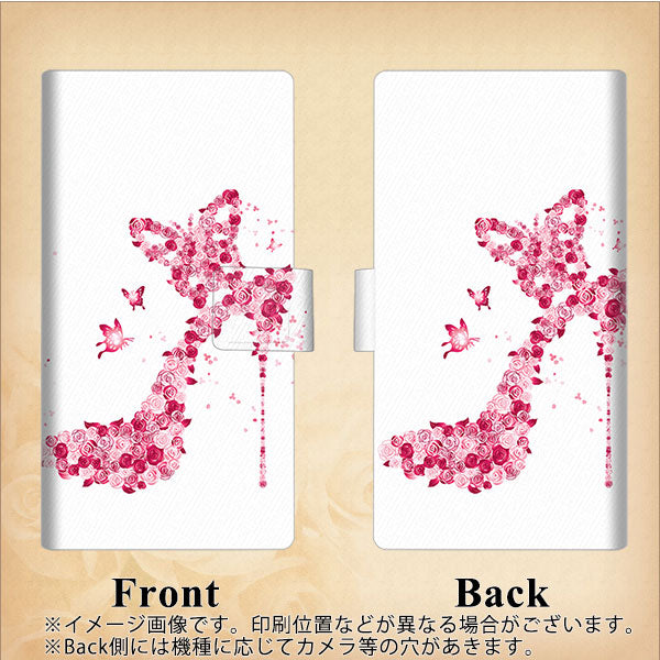 楽天モバイル Rakuten Hand 画質仕上げ プリント手帳型ケース(薄型スリム)【387 薔薇のハイヒール】