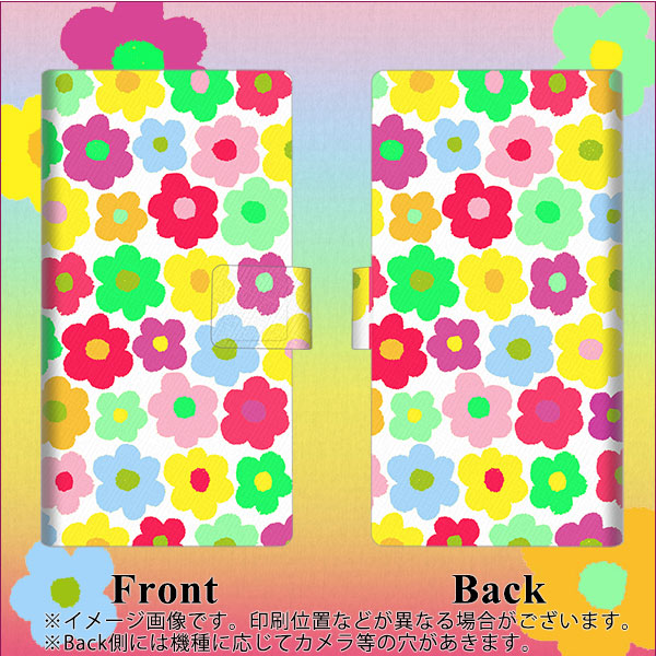 docomo アローズ ビー F-04K 画質仕上げ プリント手帳型ケース(薄型スリム)【758 ルーズフラワーカラフル】