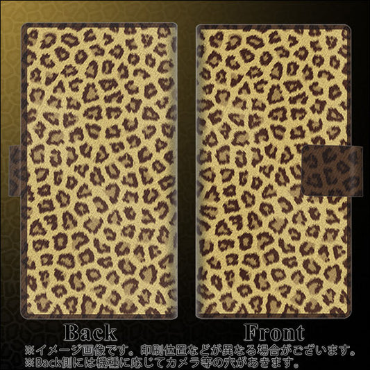 Softbank アクオス R5G 908SH 高画質仕上げ プリント手帳型ケース(薄型スリム)【1065 ヒョウ柄ベーシックSゴールド】