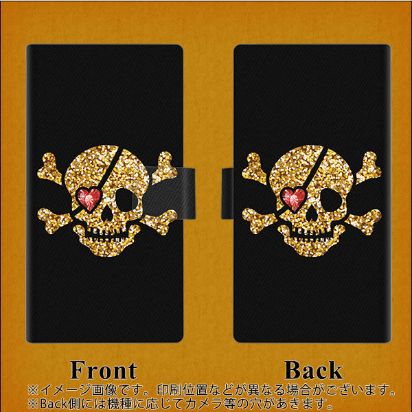 au アクオス センス3 ベーシック SHV48 画質仕上げ プリント手帳型ケース(薄型スリム)【1082 海賊ドクロ】
