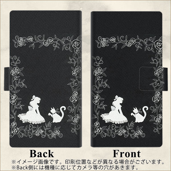 docomo エクスペリアX パフォーマンス SO-04H 画質仕上げ プリント手帳型ケース(薄型スリム)【1097 お姫様とネコ（モノトーン）】