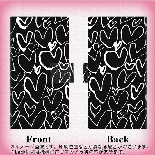 SoftBank アクオス Xx3 506SH 高画質仕上げ プリント手帳型ケース(薄型スリム)【1124 ハート BK＆WH】