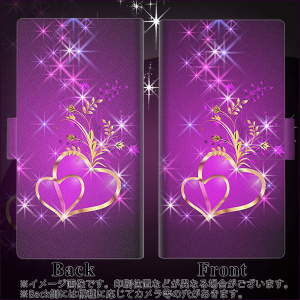 au ギャラクシー S10+ SCV42 画質仕上げ プリント手帳型ケース(薄型スリム)【1139 舞い降りるハート】