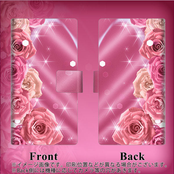 AQUOS sense7 SHG10 au 画質仕上げ プリント手帳型ケース(薄型スリム)【1182 ピンクの薔薇に誘われて】