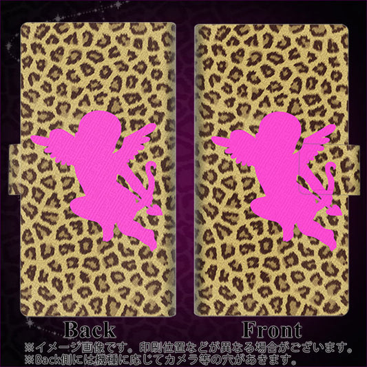 softbank エクスペリア5 901SO 高画質仕上げ プリント手帳型ケース(薄型スリム)【1245 ヒョウ柄エンジェル】