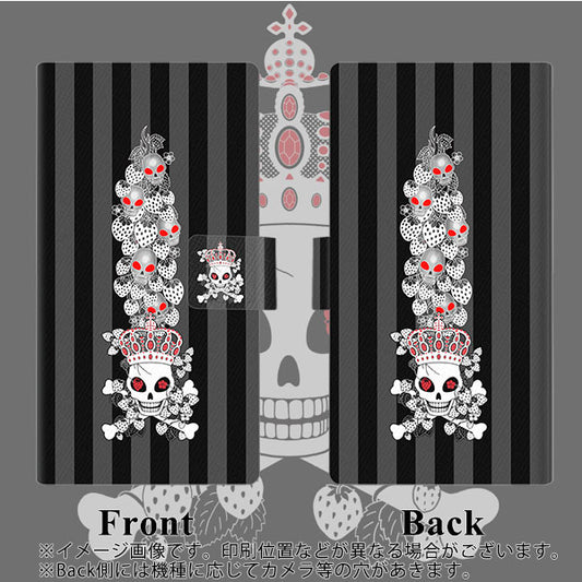 OPPO（オッポ） AX7 高画質仕上げ プリント手帳型ケース(薄型スリム)【AG802 苺骸骨王冠蔦（黒）】