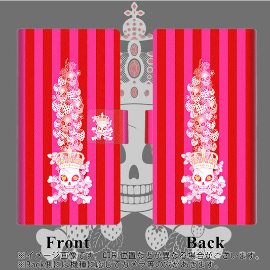 SoftBank エクスペリア XZ1 701SO 高画質仕上げ プリント手帳型ケース(薄型スリム)【AG803 苺骸骨王冠蔦（ピンク）】