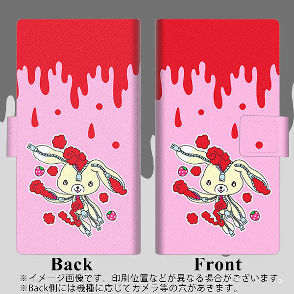 SoftBank アクオスセンス5G A004SH 画質仕上げ プリント手帳型ケース(薄型スリム)【AG813 ジッパーうさぎのジッピョン（ピンク×赤）】
