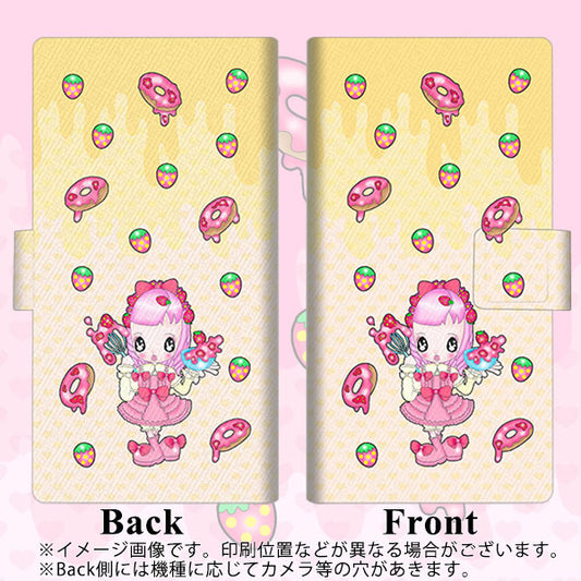 SoftBank アクオス Xx3 506SH 高画質仕上げ プリント手帳型ケース(薄型スリム)【AG815 ストロベリードーナツ（水玉黄）】