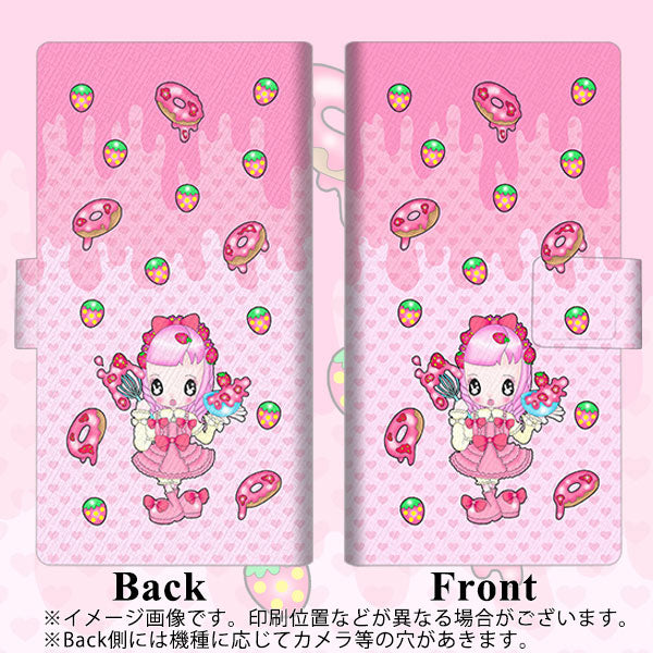 docomo アクオスコンパクト SH-02H 画質仕上げ プリント手帳型ケース(薄型スリム)【AG816 ストロベリードーナツ（水玉ピンク）】