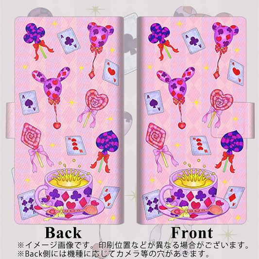 OPPO Reno A 高画質仕上げ プリント手帳型ケース(薄型スリム)【AG817 トランプティー（ピンク）】