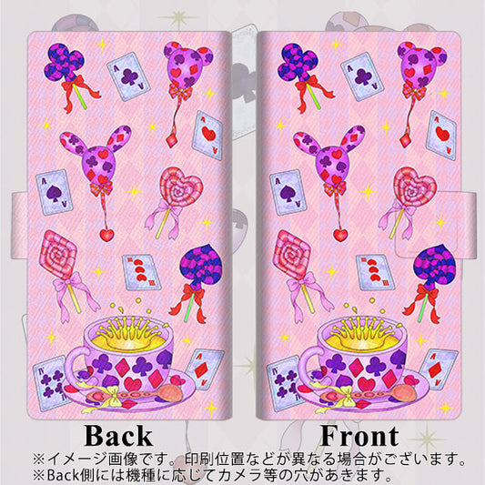 Softbank アクオスR コンパクト 701SH 高画質仕上げ プリント手帳型ケース(薄型スリム)【AG817 トランプティー（ピンク）】