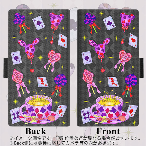 docomo アローズ ビー F-04K 画質仕上げ プリント手帳型ケース(薄型スリム)【AG818 トランプティー（黒）】