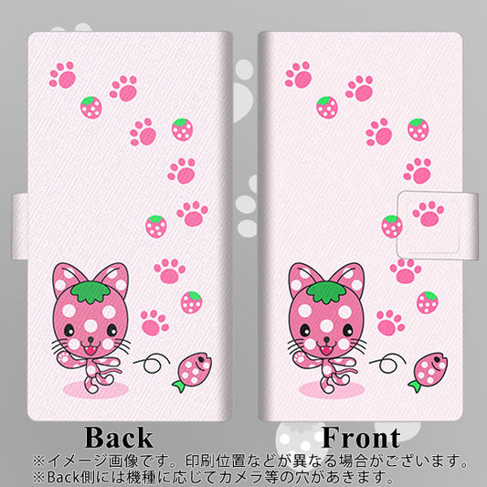 iPhone7 高画質仕上げ プリント手帳型ケース(薄型スリム)【AG819 イチゴ猫のにゃんベリー（ピンク）】