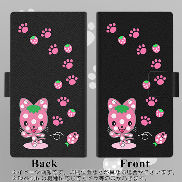 iPhone6s PLUS 画質仕上げ プリント手帳型ケース(薄型スリム)【AG820 イチゴ猫のにゃんベリー（黒）】