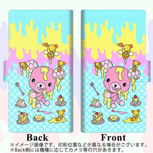 simフリー HUAWEI（ファーウェイ） P30 lite Marie-L22J 高画質仕上げ プリント手帳型ケース(薄型スリム)【AG821 ハニベア（水玉水色）】