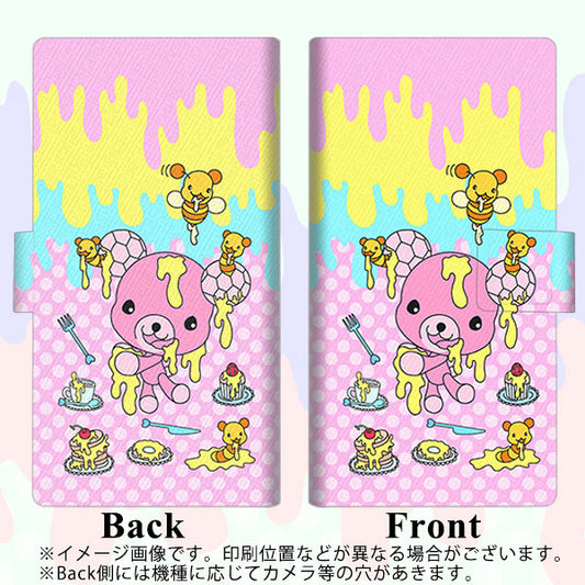 iPhone7 高画質仕上げ プリント手帳型ケース(薄型スリム)【AG822 ハニベア（水玉ピンク）】