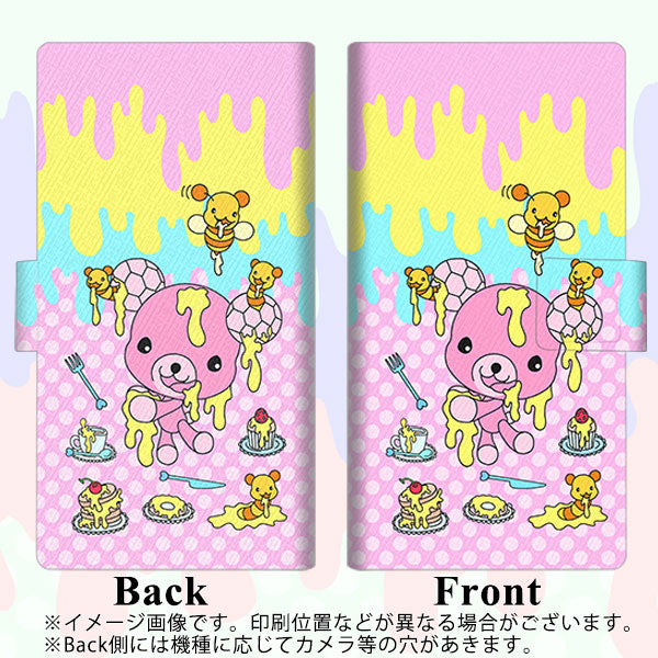 SoftBank ディグノG 602KC 画質仕上げ プリント手帳型ケース(薄型スリム)【AG822 ハニベア（水玉ピンク）】