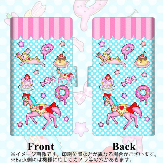 softbank arrows U 801FJ 高画質仕上げ プリント手帳型ケース(薄型スリム)【AG828 メリーゴーランド（水色）】