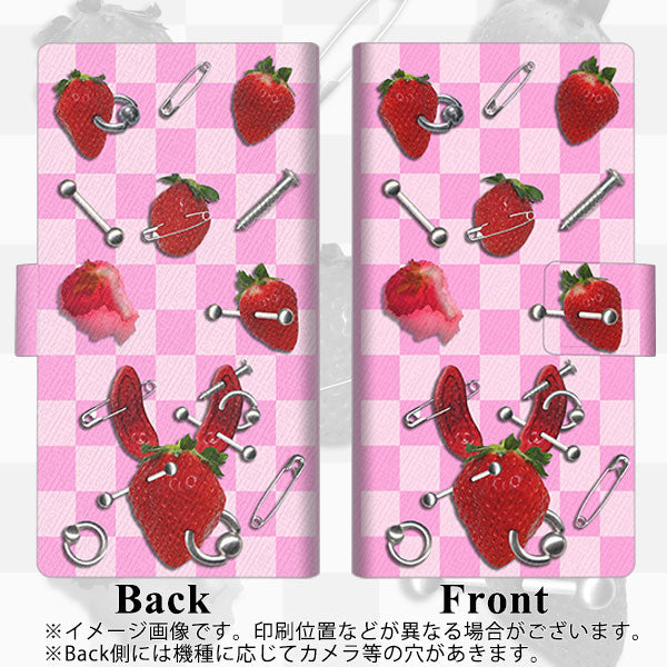 au ギャラクシー S10+ SCV42 画質仕上げ プリント手帳型ケース(薄型スリム)【AG832 苺パンク（ピンク）】