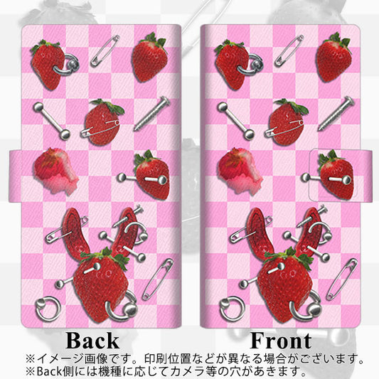 OPPO（オッポ） AX7 高画質仕上げ プリント手帳型ケース(薄型スリム)【AG832 苺パンク（ピンク）】