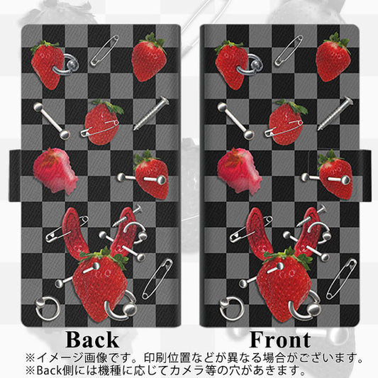 SoftBank アクオス Xx3 mini 603SH 高画質仕上げ プリント手帳型ケース(薄型スリム)【AG833 苺パンク（黒）】