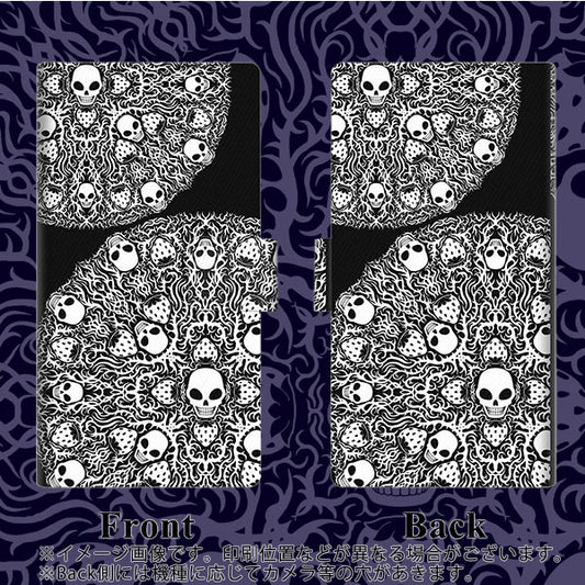 Google Pixel 4a 高画質仕上げ プリント手帳型ケース(薄型スリム)【AG834 苺骸骨曼荼羅（黒）】