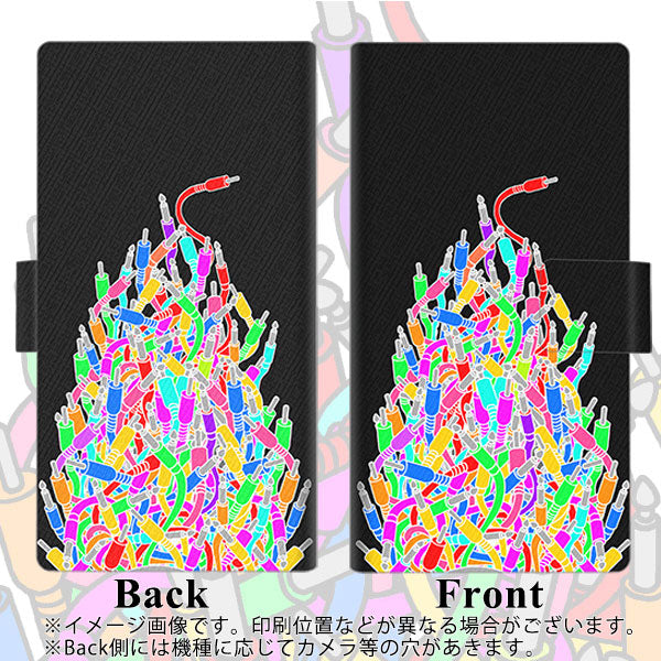 docomo アローズ ビー F-04K 画質仕上げ プリント手帳型ケース(薄型スリム)【AG841 ケーブルプラグ（黒）】