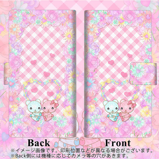 SoftBank アクオス Xx3 506SH 高画質仕上げ プリント手帳型ケース(薄型スリム)【AG848 花くま（ピンク）】