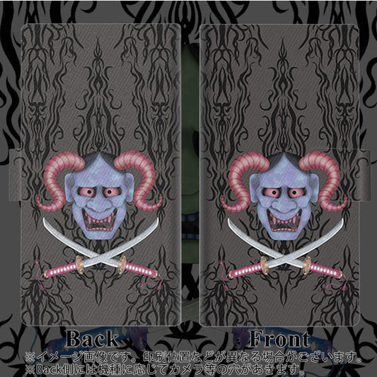 softbank エクスペリア XZs 602SO 高画質仕上げ プリント手帳型ケース(薄型スリム)【AG850 悪魔般若（黒）】